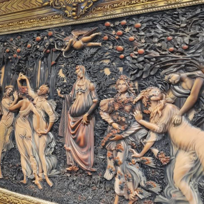 Carved panel "Spring by Botticelli" made of solid beech